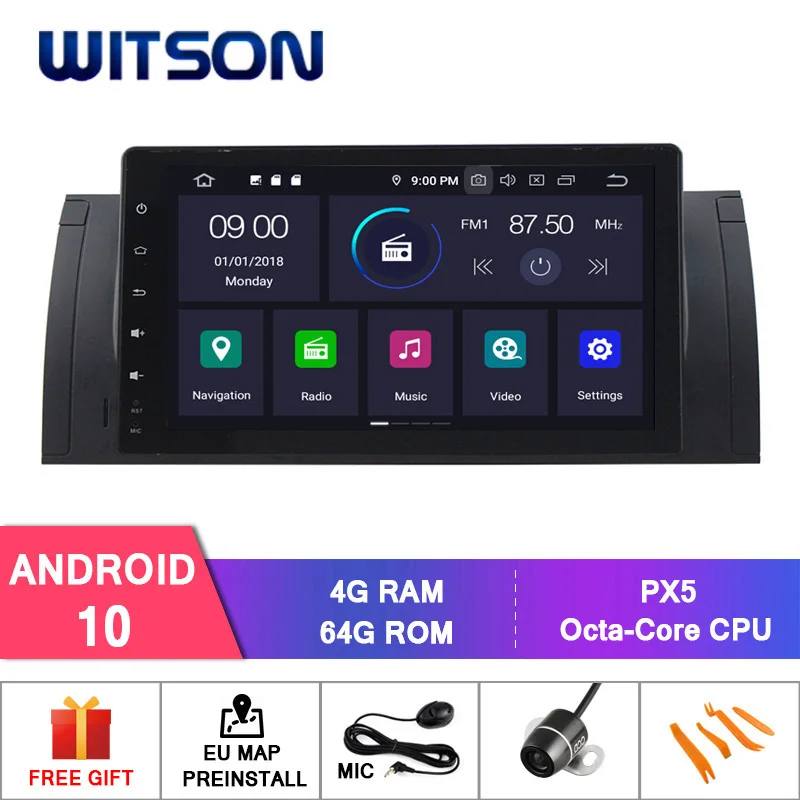 

Автомобильная DVD-система WITSON на Android 10,0 с 9-дюймовым большим экраном для BMW 5-E39, BMW X5-E53, аудиосистема с GPS, автомобильная аудиосистема, dvd, bluetooth, автомобильное радио