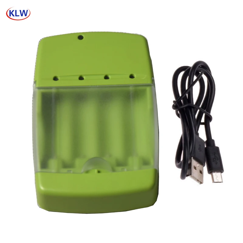 Умное зарядное устройство KLW с 4 USB-портами для батарей AA, AAA, AAAA, Nicd, Nimh 10440, 14500, Lifepo4 со светодиодным индикатором