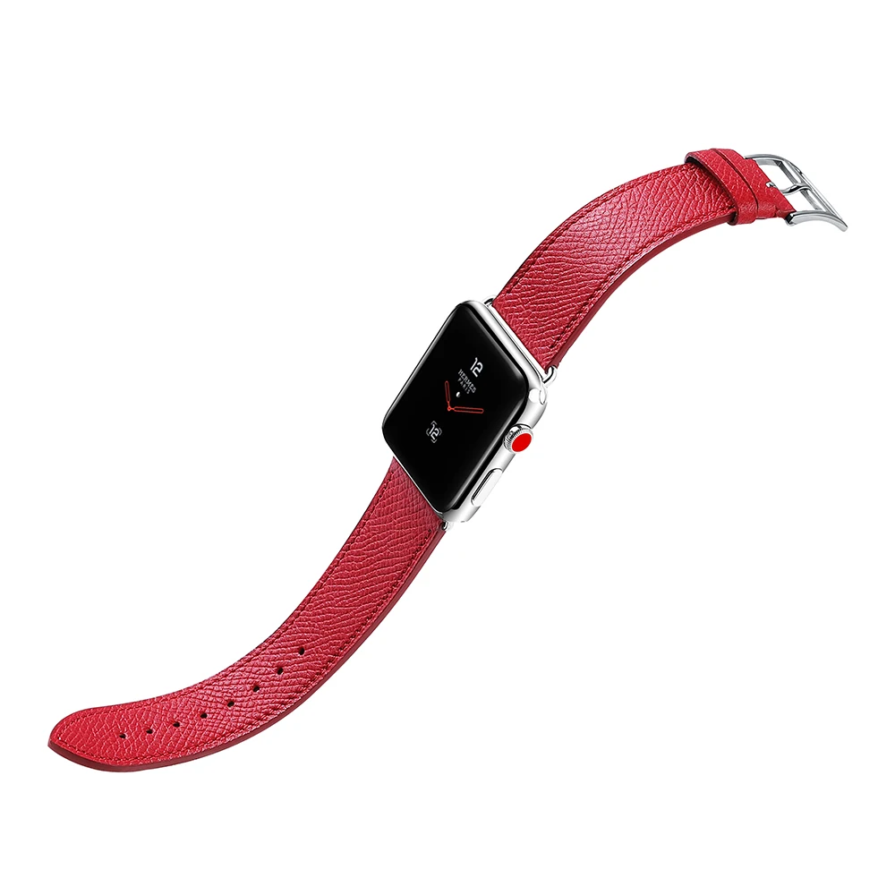 Кожаный ремешок iStrap для Apple Watch Series 5 4 3 2 1 красный аксессуары | Наручные часы