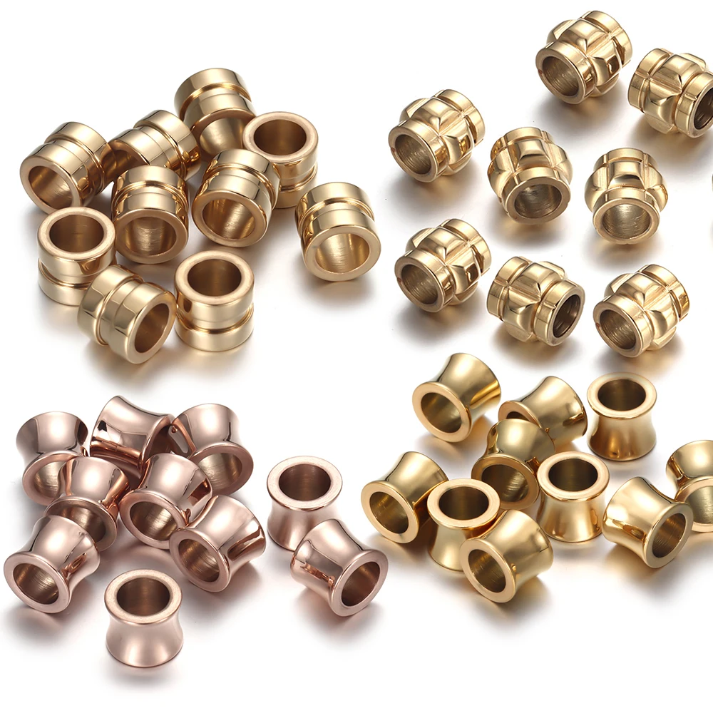 10 Pieces Stainless Steel 6.5mm Large Hole Spacer Hair Beard Beads for Paracord Knife Lanyard Jewelry Accessories and Leather Bracelet DIY Work image 2