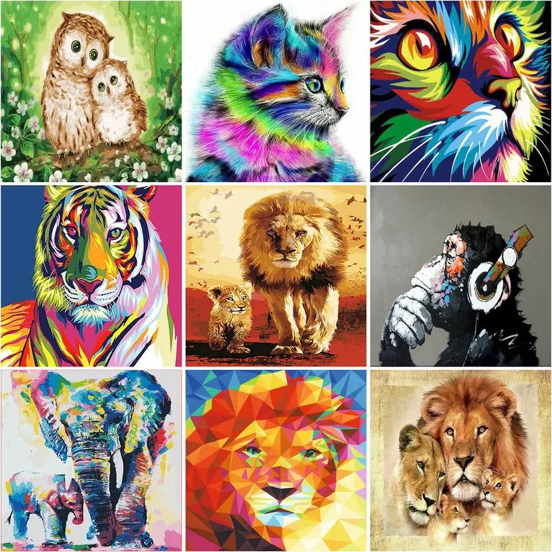 

GATYZTORY Lion Animals DIY Painting By Numbers Kits Coloring By Numbers Cat Unique Gift Home Wall Art Decor Artwork