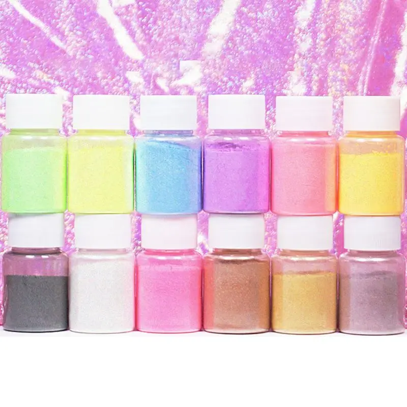 

12 Pcs Pearlescent Powder Epoxy Slim Foam Crystal DIY Handmade Jewelry Crafts Filling Material LK