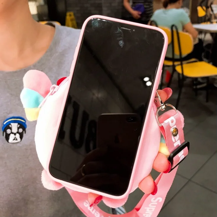 Милые плюшевые меховые тапочки в виде единорога сумка бумажник для iPhone 8 7 6 6S Plus 5 5s