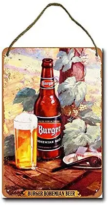 

Metal Sign 8 x 12 inch Burger Bohemian Beer Wall Decor Hanging Sign
