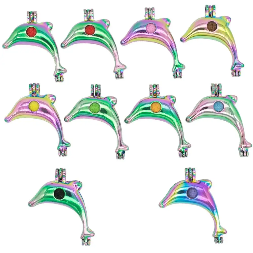 REYOW 10 шт многоцветный Дельфин жемчужные клетки бусины медальон кулон для