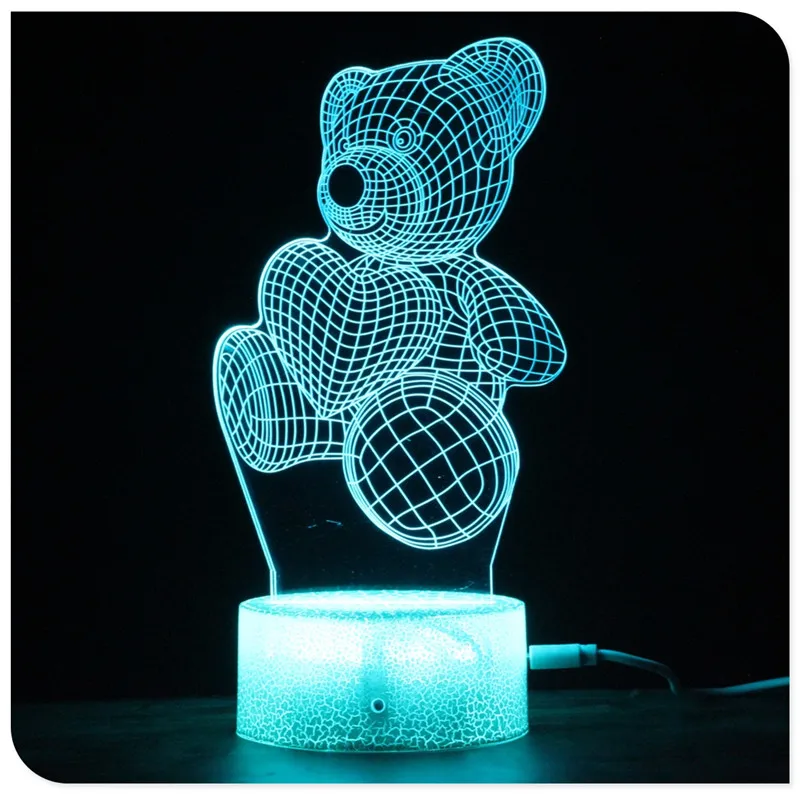 

LED 3D Night Lamp Lovely Bear Holding the Heart Romantic Valentine's Day Gift Lover Decoration Light Touch & Remote Lamps Lights