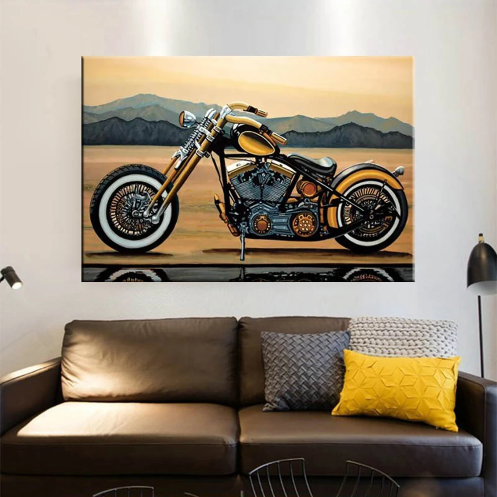 

Motorcycle Vintage Canvas Wall Art Posters Picture Home Decor Racing Interior Paintings Personalized Gift Living Room Decoration