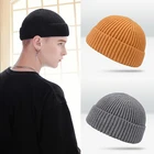 Вязаная шапка для пар, цветная шапка, Зимняя мужская шапка, женская шапка, шапка в стиле хип-хоп, вязаная Толстая шапка для влюбленных, Кожаная Шапка Дыня