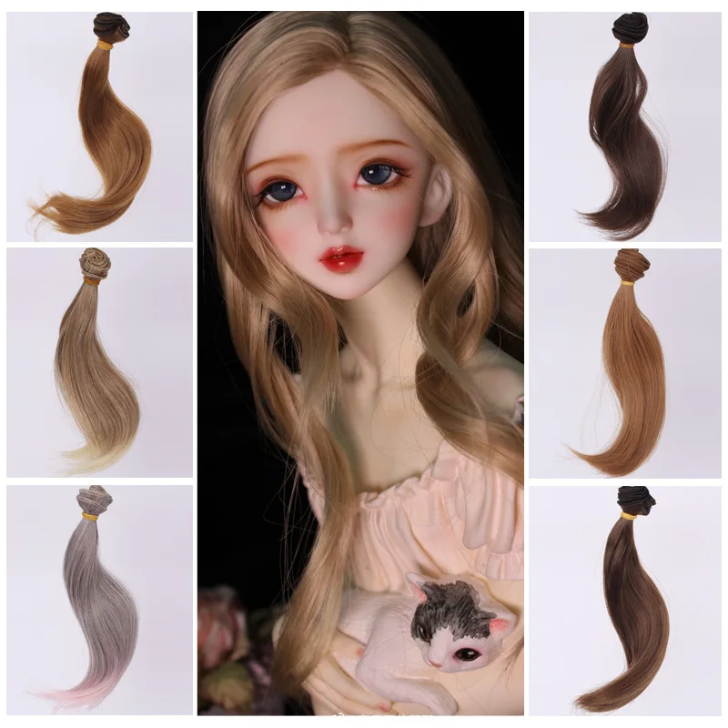 

Handmade DIY Lori Kerr SD BJD doll modified high temperature silk hair row big curved wave curly wig diy