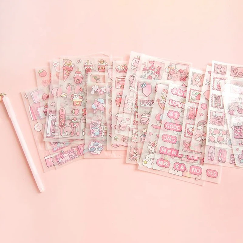 

4 листа/пакет, декоративная клейкая наклейка в виде сердца, клубники, персика, облака