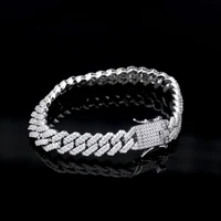 cadermay custom hip hop jewelry vvs1 moissanite iced out 12mm cuban link chain 925 silver bracelet for man and women