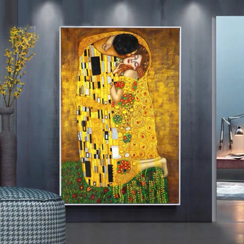 

Kiss By Gustav Klimt Canvas Paintings Posters and Prints Wall Art Pictures for Living Room Decor (No Frame)