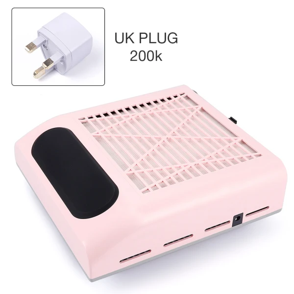 Pink UK Plug 80 Вт всасывающий пылесборник для ногтей Вентилятор пылесос маникюрный аппарат инструменты мешок для сбора пыли дизайн ногтей маникюрный салон Инструменты - Цвет: Pink UK Plug