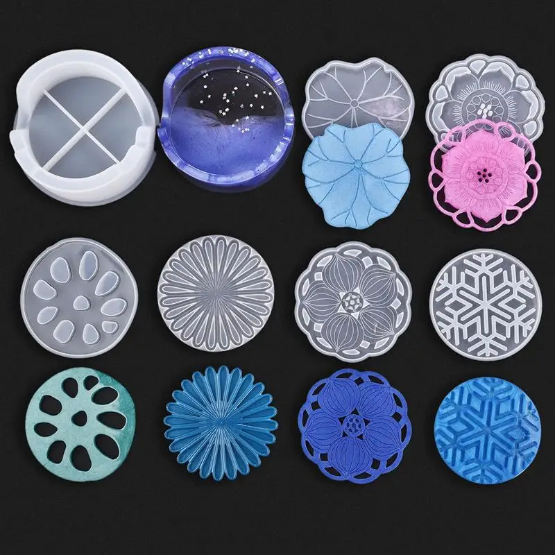

DIY Crystal Coaster Silicone Mold Round Mandala Snowflake Tray Epoxy Resin Mold UV Resin Crafts Tray Casting Mould Decoration