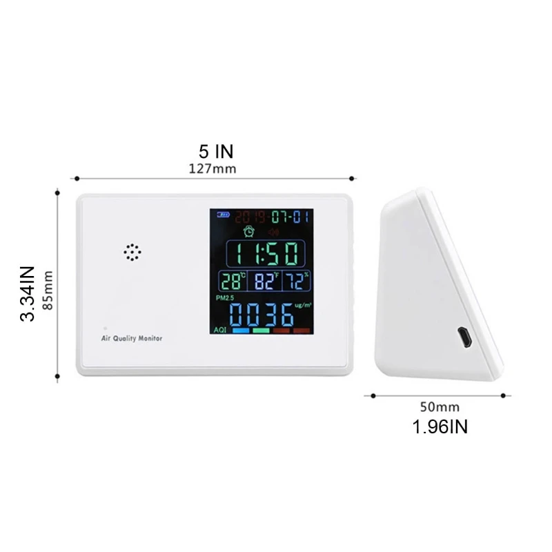 

Air Quality Detector Formaldehyde Carbon Dioxide TVOC PM10 Tester Temperature Humidity Detection Meter Alarm Clock