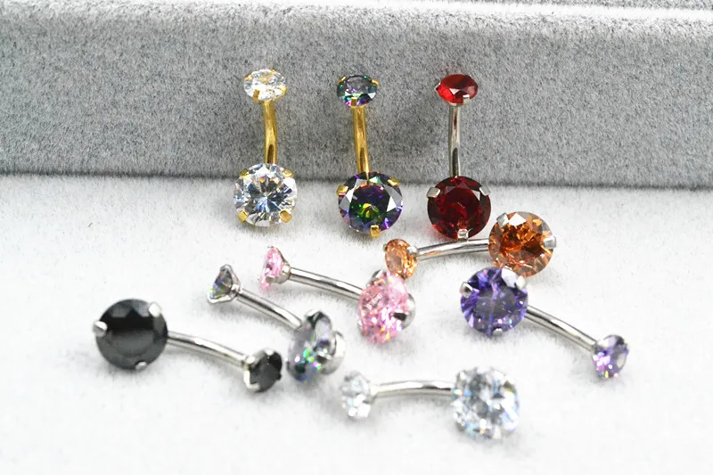50 шт. хирургическая сталь двойная AAA CZ Кольцо для пупка Бар кольца пирсинг тела