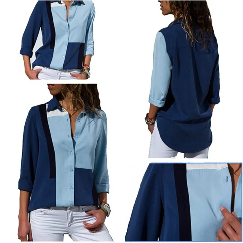

Women Blouses 2020 Fashion Long Sleeve Turn Down Collar Office Shirt Leisure Blouse Shirt Casual Tops Plus Size Blusas Femininas