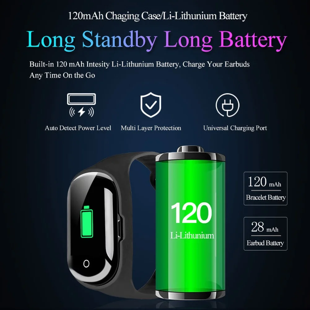 Умный Браслет M1PRO Bluetooth-наушники водонепроницаемые 2 в 1 экран пользовательского