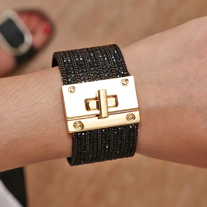 Женский кожаный браслет многослойные браслеты в стиле бохо широкий с