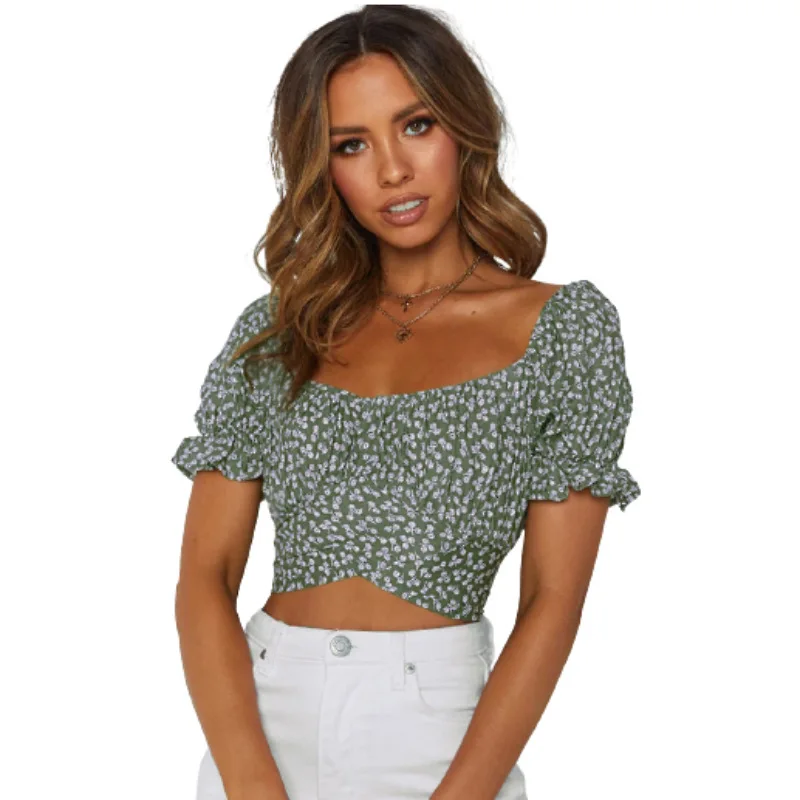 

Women's Top Summer Sexy One-Shoulder Short-Sleeved Polka Dot Printed Chiffon Top Fashion New Short T-Shirt Women Plus Size