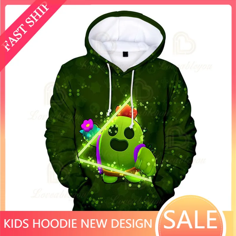 

Browlers 3 To 14 Years Spike and Star,Kids Hoodies Shooting Game 3D Print Sweatshirt Boys Girls Cartoon Jacket Tops Teen Clothes