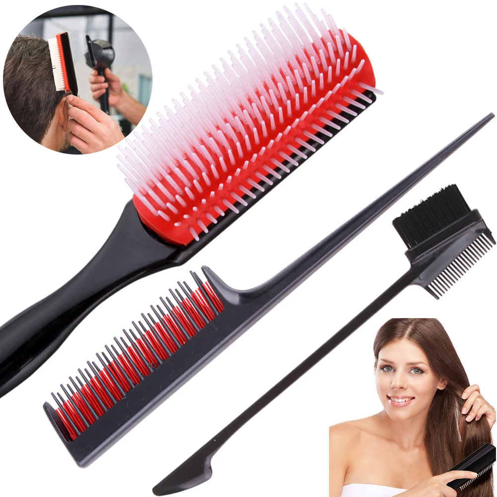 

Hair Detangling Brush 9-Row Detangling Hair Brush Rat Tail Styling Hairbrush Women Straight Curly Wet Scalp Massage Hairdressing