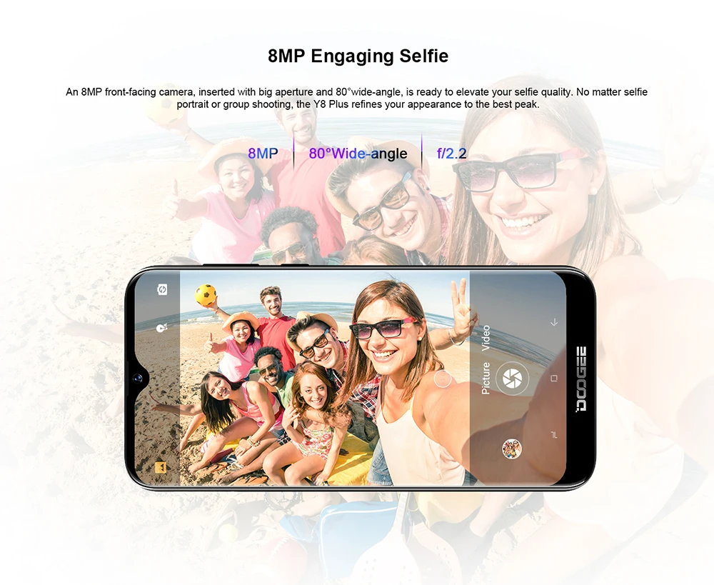 DOOGEE Y8 Plus, Android 9,0, FDD LTE, 6,21 дюймов, 19:9, экран капли воды, смартфон MTK6761, 3 Гб ОЗУ, 32 Гб ПЗУ, 4000 мАч, две sim-карты, МП