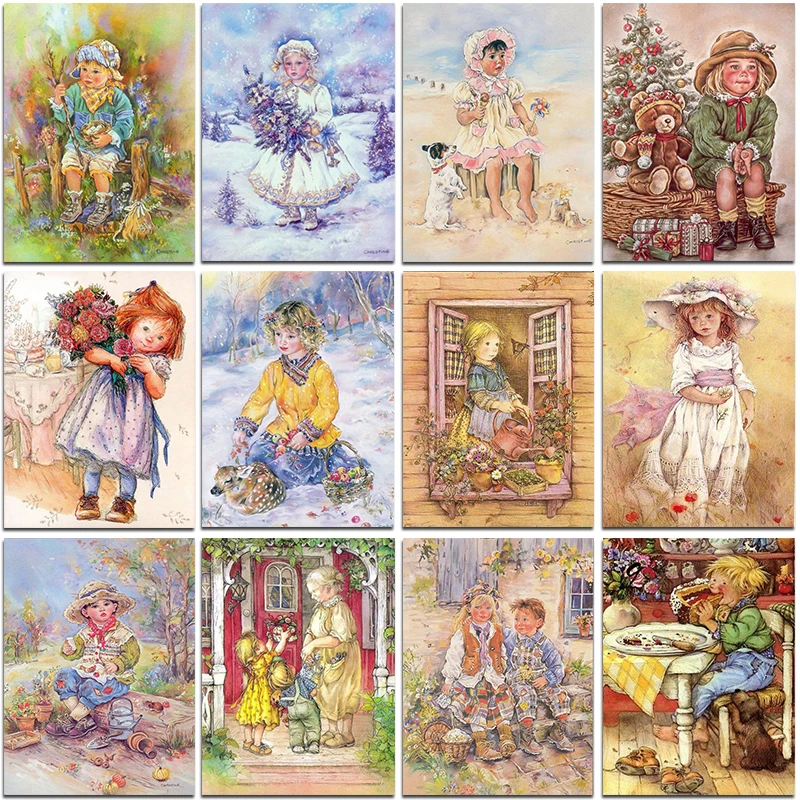 

Полностью круглая алмазная живопись мультяшная девушка Ангел принцесса 5D Сделай Сам квадратная Стразы Вышивка крестиком Мозаика домашний ...