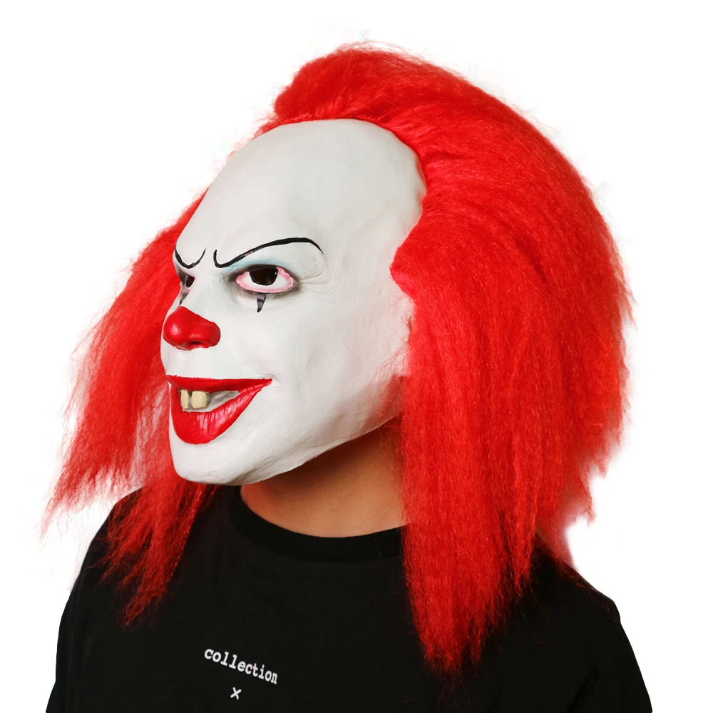 Movie It Chapter Two Stephen King's Pennywise Cosplay Masks Red Hair Clown Joker Halloween Props Latex Full Face | Тематическая
