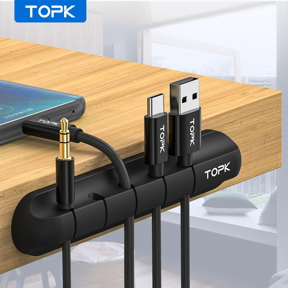 Органайзер для кабелей TOPK L16 настольный силиконовый держатель с клипсами мыши
