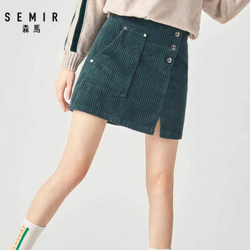 Юбка SEMIR Женская Вельветовая шикарная тонкая трапециевидная юбка с завышенной
