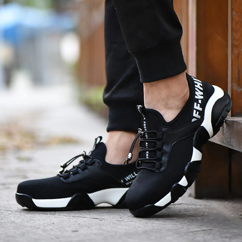 Летняя защитная обувь Мужские рабочие ботинки со стальным носком Дышащие