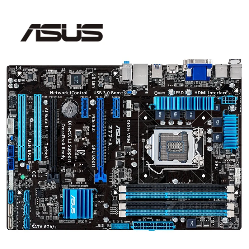 Разъем LGA 1155 PCI E 3 0 USB3.0 SATA3.0 для ASUS Z77 A рабочего Материнская плата DDR3