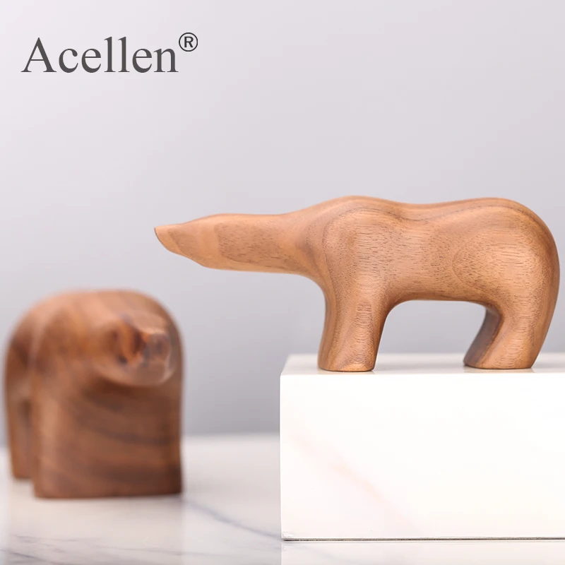 Модель деревянного полярного медведя аксессуары для домашнего декора фигурки