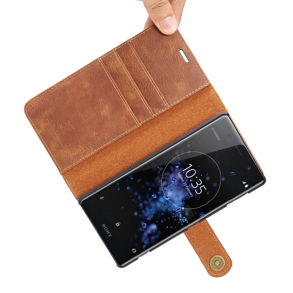 2 в 1, кожаный чехол-бумажник с откидной крышкой для sony Xperia XZ3 XZ2 XZ1 XZ XZS X, компактный чехол со слотом для карт, магнитный Ретро Чехол-держатель