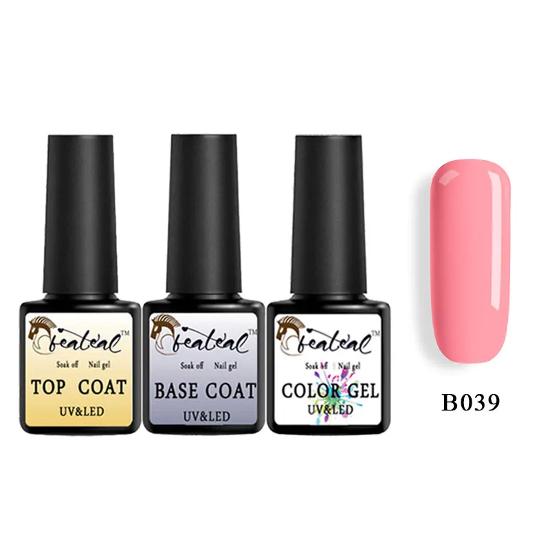 B039 Beateal, 3 шт./лот, верхнее Базовое покрытие, Гель-лак, набор гель-лаков, 8 мл, УФ-гель для наращивания ногтей, цвет Vernis, замочить, длительное лазерное покрытие - Цвет: B039