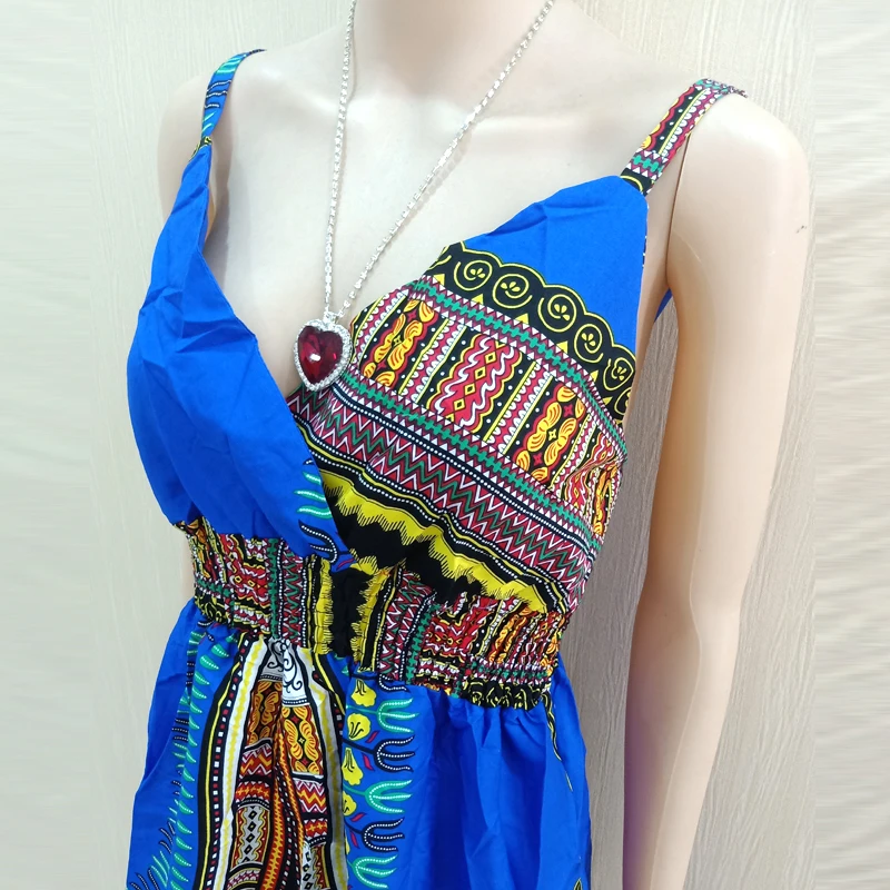 Платье в африканском стиле на тонких бретельках бохо женские элегантные длинные