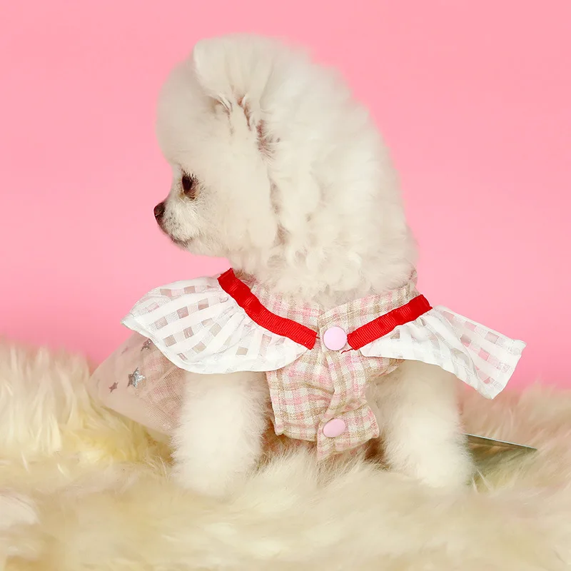Одежда для собак в стиле кантри розовые клетчатые платья маленьких платье