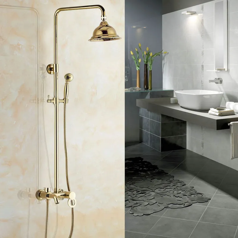 

Смеситель для душа из золотой латуни, смеситель для душа, Набор смесителей для душа, Круглый настенный смеситель для ванны agf406