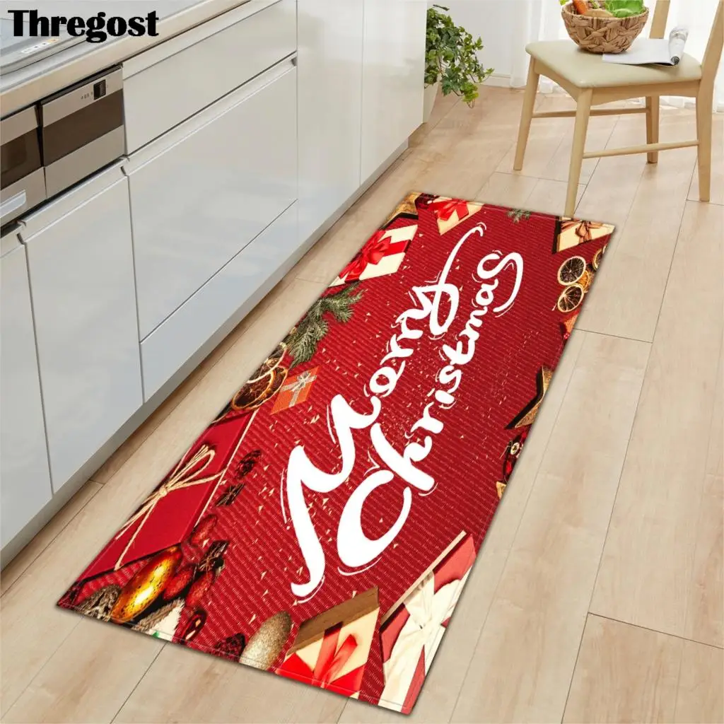 

Рождественский кухонный коврик с принтом Thregost, входной коврик, напольный коврик для спальни, прихожей, мягкий коврик для ванной, нескользящ...
