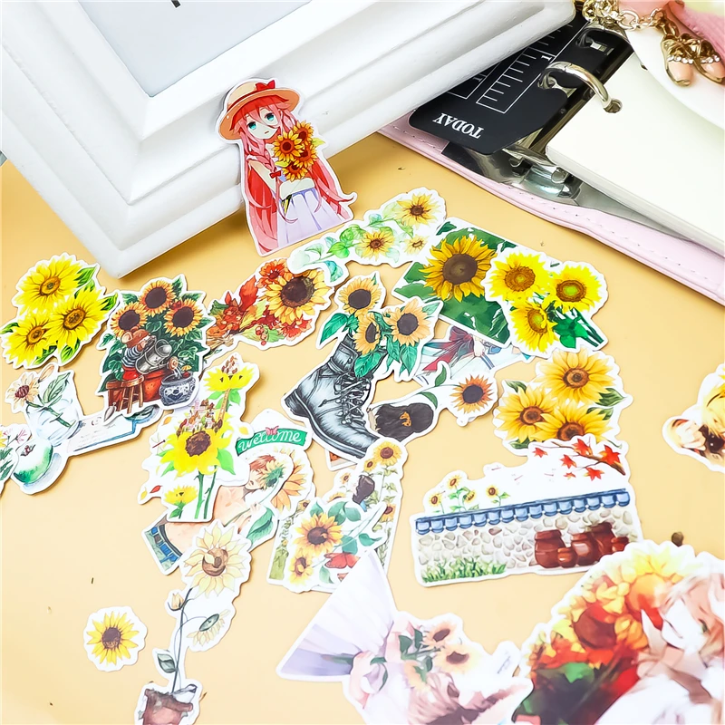 30 шт./упак. креативная Милая самодельная наклейка для скрапбукинга с подсолнухом