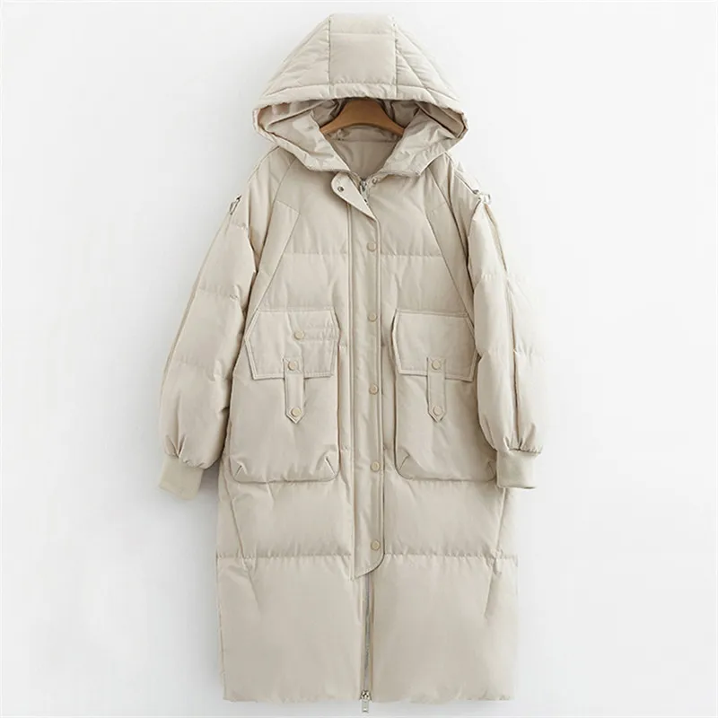 2019 пуховик зимнее женское пальто длинное выше колена с капюшоном модная теплая