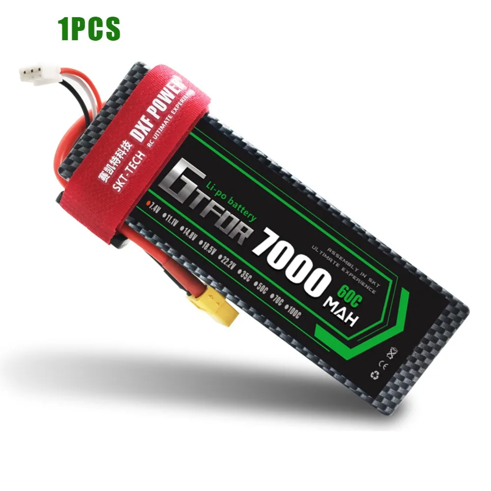 2 шт 7,4 V 5200 45c 7000mAh 60C GTFDR LiPo аккумулятор 2S HardCase для 1/8 1/10 RC модель автомобиля TRX Slash Emaxx