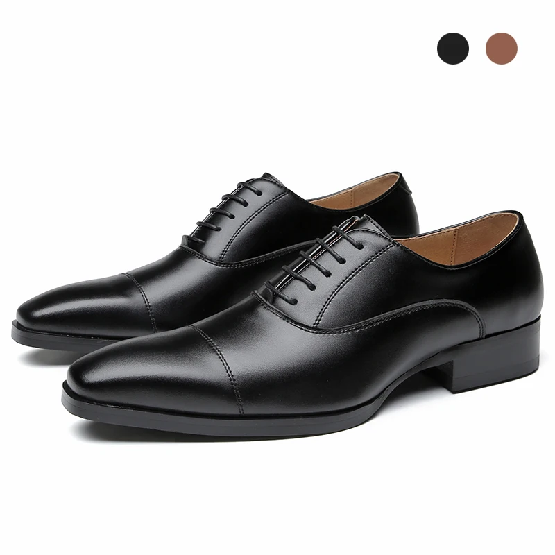 

Oxford Genuine Leather Black Bridegroom Designer Handmade Dress Best Men Shoes Polka Dot Original Shoes for Men
