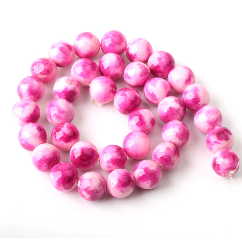 Оптовая продажа бусины из натурального камня розовые красные нефриты круглые