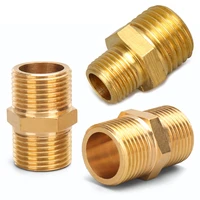 brass pipe hexagonal connector quick connector 18 14 38 12 34 1 bsp male to male thread water oil pneumatic connector