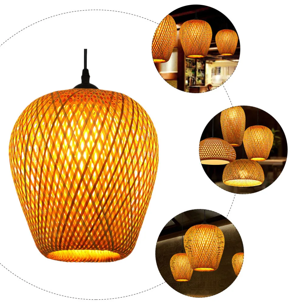 

1Pc Creative Chandelier Woven Bamboo Chandelier Classic Light Decoration (Khaki)
