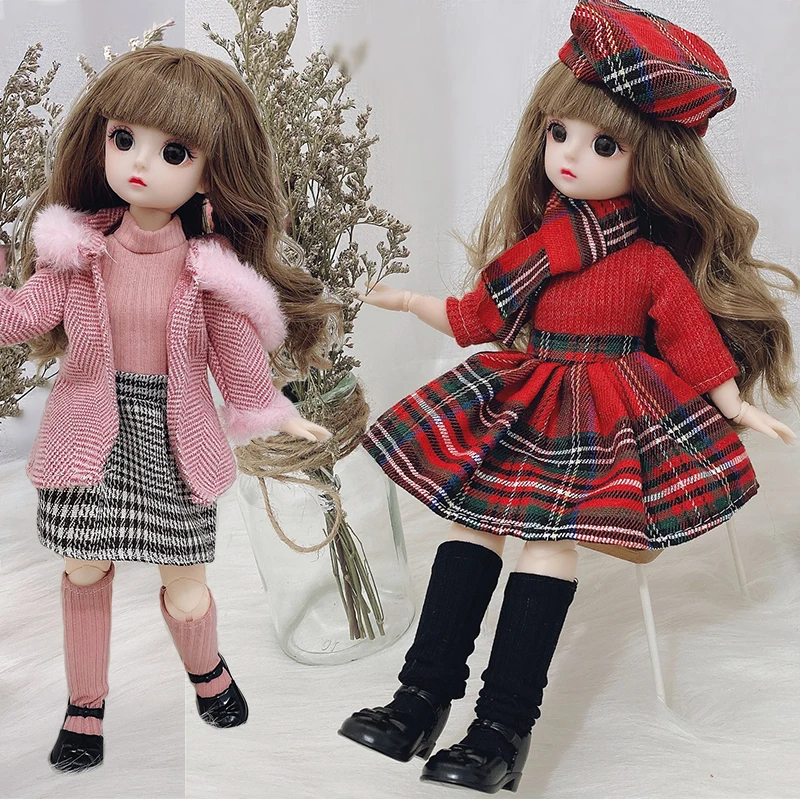 

30 см BJD кукла зимнее платье костюм 18 подвижных шарнирных кукол теплый костюм игрушки Красота Макияж BJD волосы DIY игрушка подарок для девочек