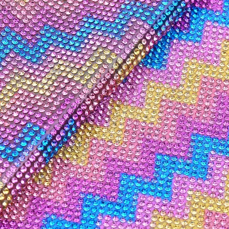 Mix Color 6 JUNAO 24*40 см, блестящие разноцветные стеклянные стразы, сетчатая отделка, горячая фиксация, Кристальные тканевые листы, Стразовая лента для аппликации, для одежды, рукоделия - Цвет: Mix Color 6