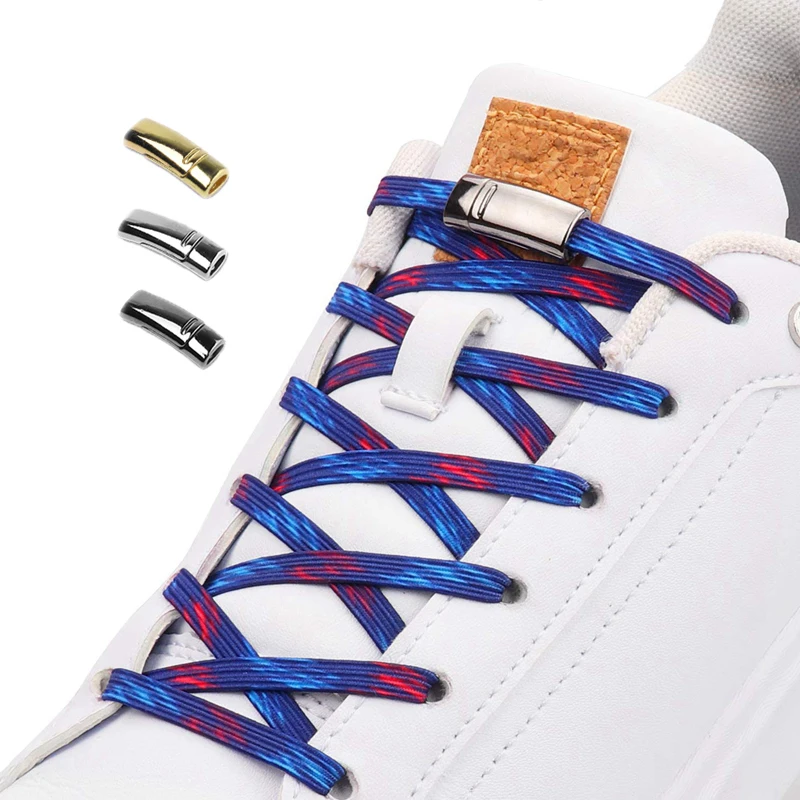 

No Tie Shoe Laces Locking Quick Flat Elastic Shoelaces Child Adult Unisex Safety Leisure Sneakers Lazy Lace Magnetic Metal